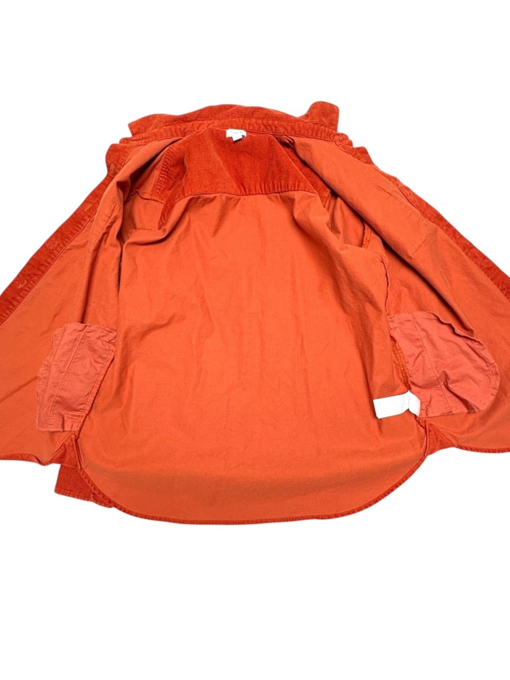J. CREW Orange Corduroy Shirt Jacket M Cotton Button Front Overshirt Pockets - Picture 7 of 15